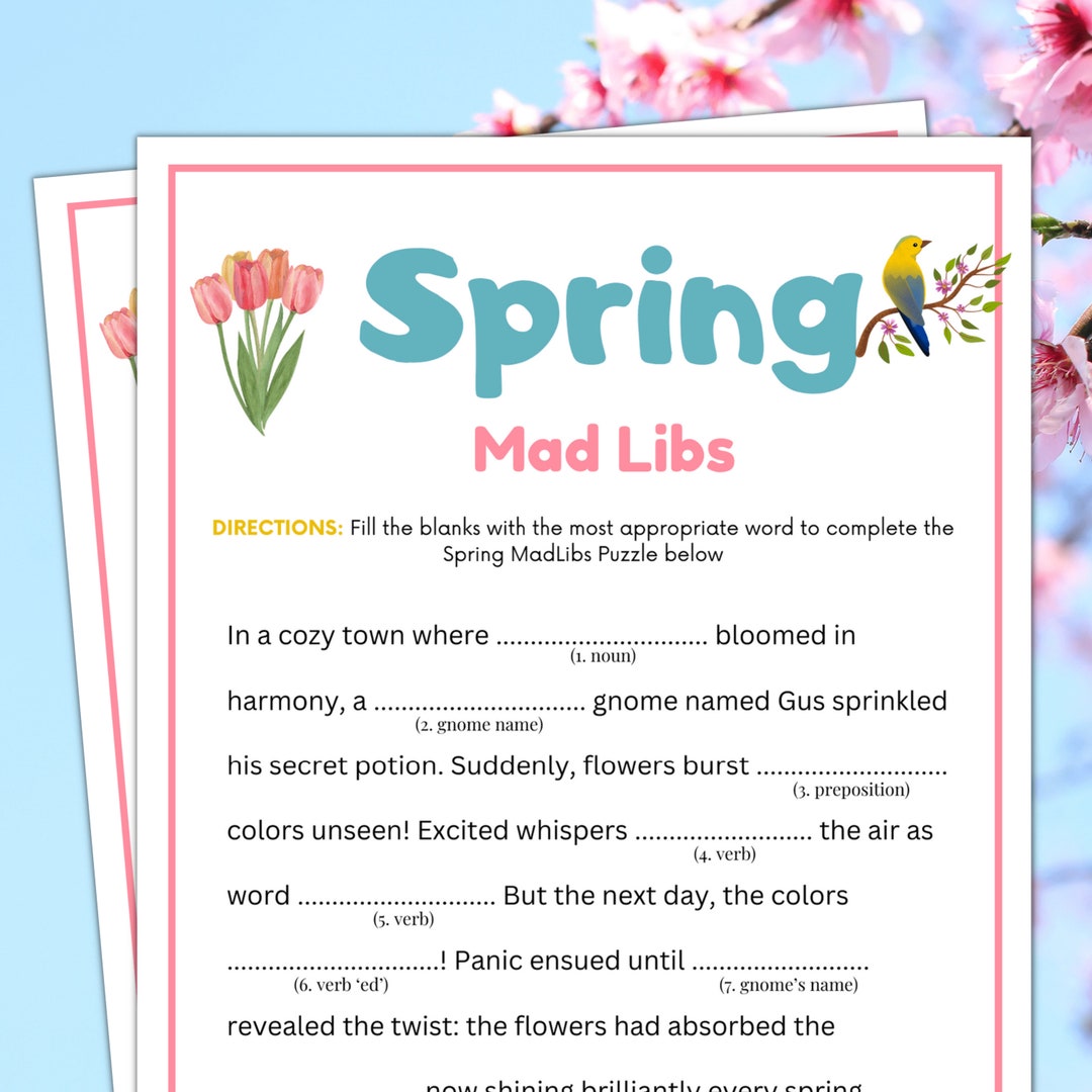 Spring Games, Spring Mad Libs for Kids and Adults, Spring Bedtime Story ...