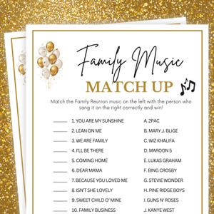 Family Reunion Games, Music Match Up, Family Party Games, Family Games Night, Party Games for Kids, Family Games, Family Reunion Trivia