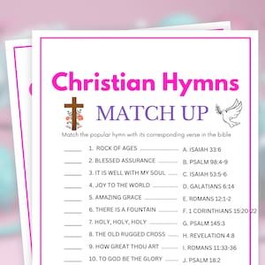 Womens Ministry Games, Hymns Match Up, Womens Retreat Games, Womens Ministry Tea Party, Bible Games, Womens Guild Game, Ladies Luncheon Game