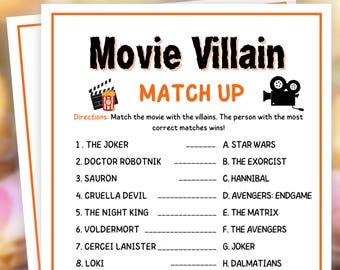 Movie Villain Trivia, Halloween Games, Birthday Games, Games for Kids, Brunch Games, Team Building Games, Movie Trivia, Slumber Party Games