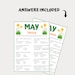 May Trivia Game, Trivia Game for Kids and Adults, Printable May Quiz ...
