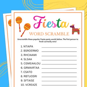 Fiesta Games, Word Scramble, Fiesta Party Games, Taco Party Games, Taco Tuesday, Teen Birthday Games, Mexican Party, Birthday Fiesta Games