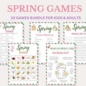 Spring Games, Spring Games Bundle, Springtime Games, Spring Party Games, Spring Activity, Spring Games for Kids, Games for Family