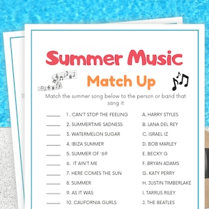 Summer Music Trivia, Summer Games, Summer Games for Kids & Adults, Summertime Games, Summer Party Games, Summer Activity for Kids