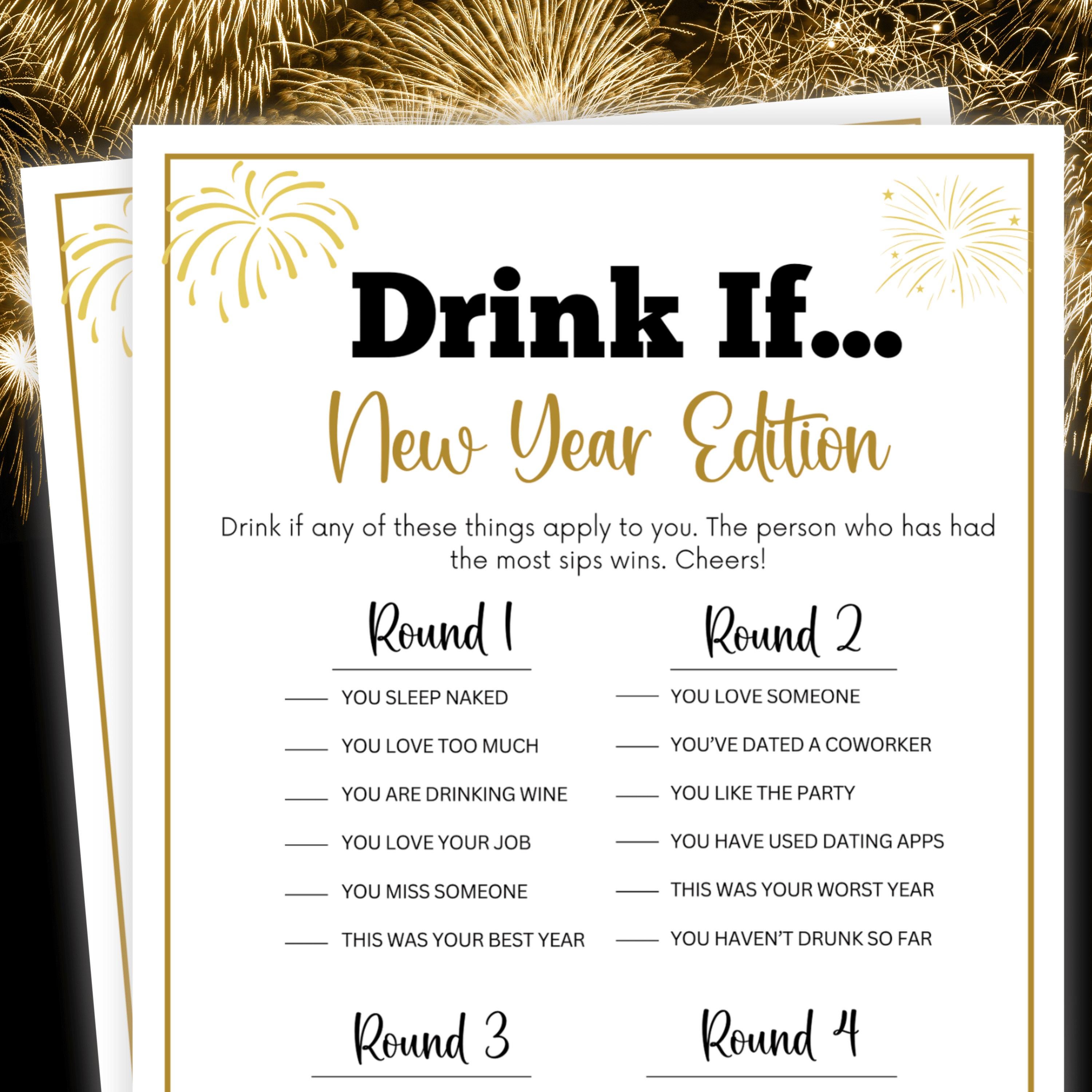 New Year Games, DRINK IF, New Year Party Games, New Year's Eve Games, Holiday Games, Christmas ...