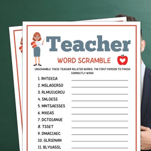 Teacher Party Games, Teacher Word Scramble, Teacher Retirement Party Games, School Party Games