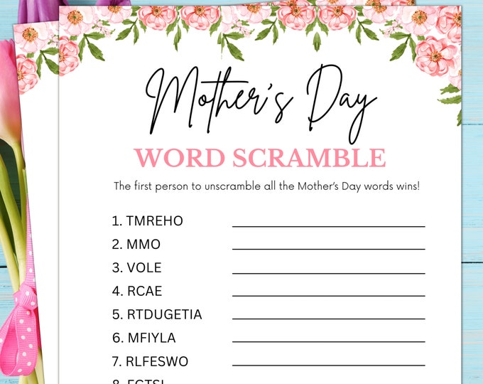 Mother's Day Word Scramble Game, Printable Mother's Day Game, Classroom ...