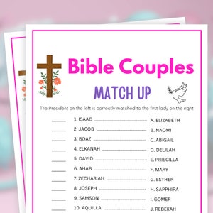 Bible Games, Couples Match Up, Womens Ministry Games, Bible Study Games, Bible Games for Adults, Youth Group Games, Sunday School Games