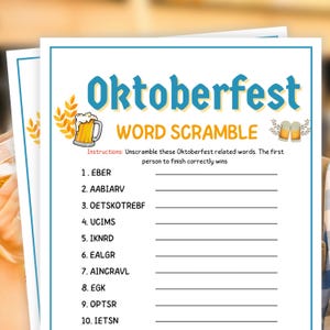 Oktoberfest Games, Word Scramble, Oktberfest Party Games, Beer Party Games, Drinking Games, Beer Festivals Games, Drinking Party Games