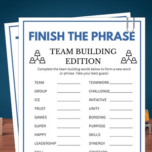 Juegos de Team Building, Completar la frase, Juegos de fiesta de Team Building, Actividad de Team Building para la oficina, Equipo deportivo, Compañero de trabajo, Juegos de oficina