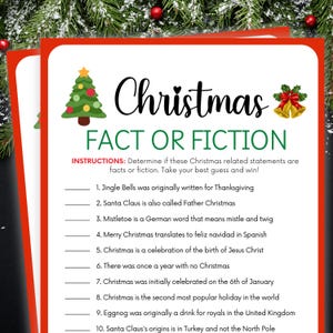Christmas Games, Fact or Fiction, Christmas Party Games, Holiday Games, New Year Games, Christmas Trivia, Christmas Games for Kids