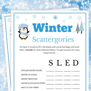 Winter Games, Scattergories, Winter Party Games, Winter Class Games, Winter Office Games, Family Winter Games, Winter Activities for Kids