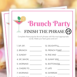 Brunch Games, Finish the Phrase, Brunch Party Games, Brunch Trivia, Birthday Brunch Games, Womens Ministry Games, Team Building Games