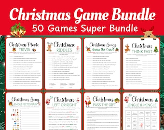 Christmas Games, 50 Game SUPER Bundle, Christmas Party Games, Holiday Games, Christmas Game for Kids, Party Games, Christmas Trivia, Riddles