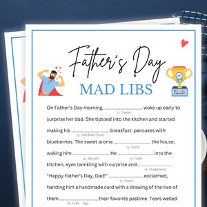 Fathers Day Games, Madlibs, Fathers Day Party Games, Fathers Day Games for Kids, Games for Dads, Brunch Games, Party Games