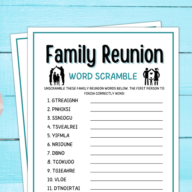 Family Reunion Games, Family Reunion Word Scramble, Family Reunion ...
