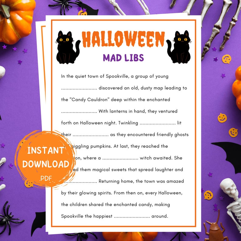 Halloween Mad Libs for Kids, Printable Mad Libs, Autumn Mad Libs, Mad ...