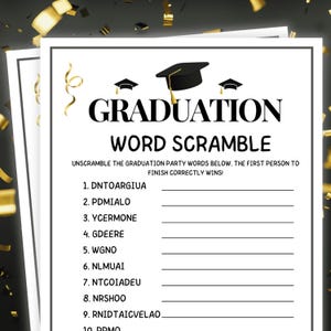 Graduation Word Scramble, Graduation Games, College Graduation Games, High School, Grad Party, Grad Celebration, Graduation Party Games