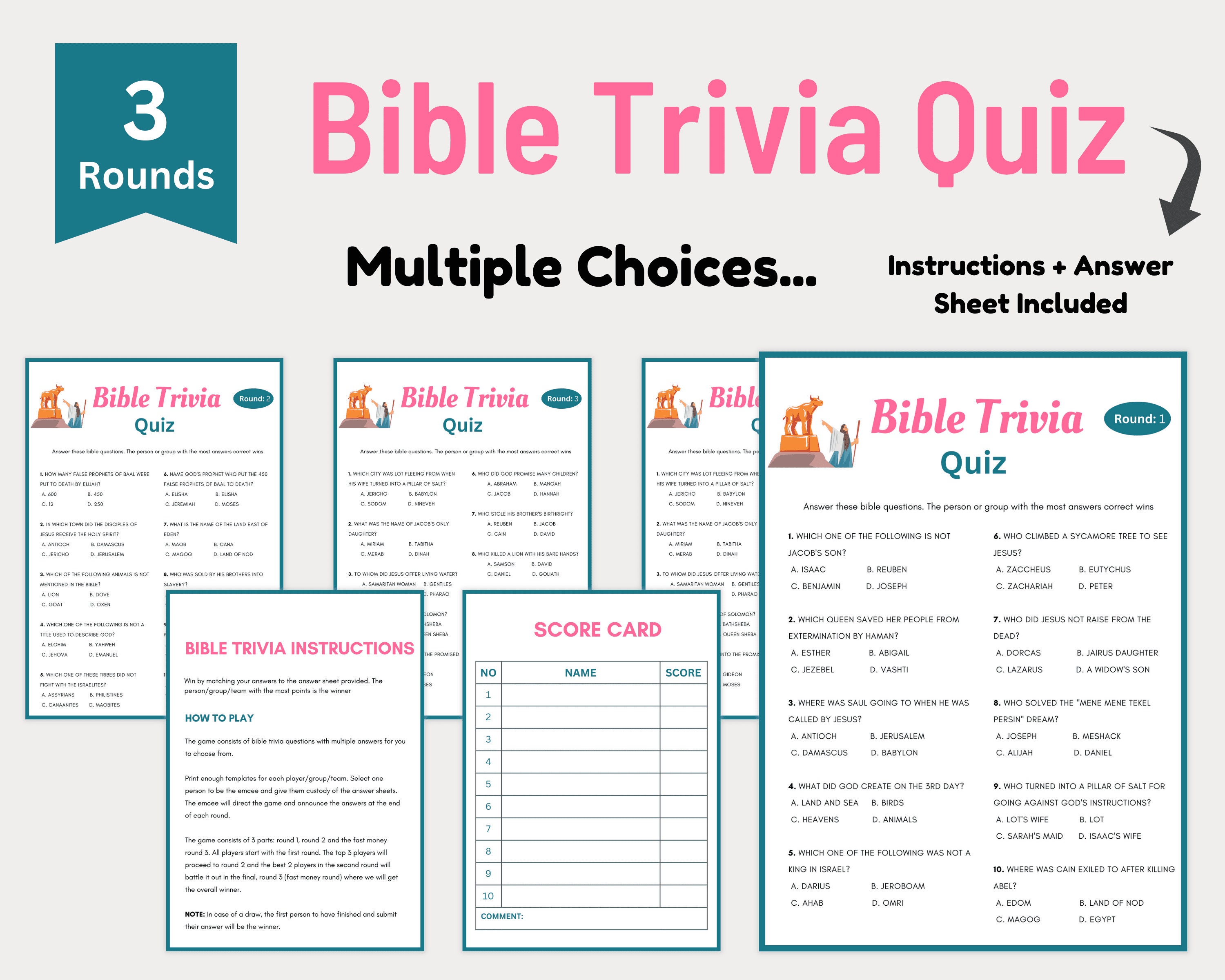 Bible Games, Trivia Bundle, Womens Ministry Games, Bible Games for Kids ...