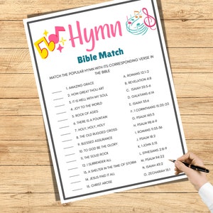 Bible Games, Bible Hymn Match Game, Women's Ministry Games, Bible Games Printable, Bible Trivia ...