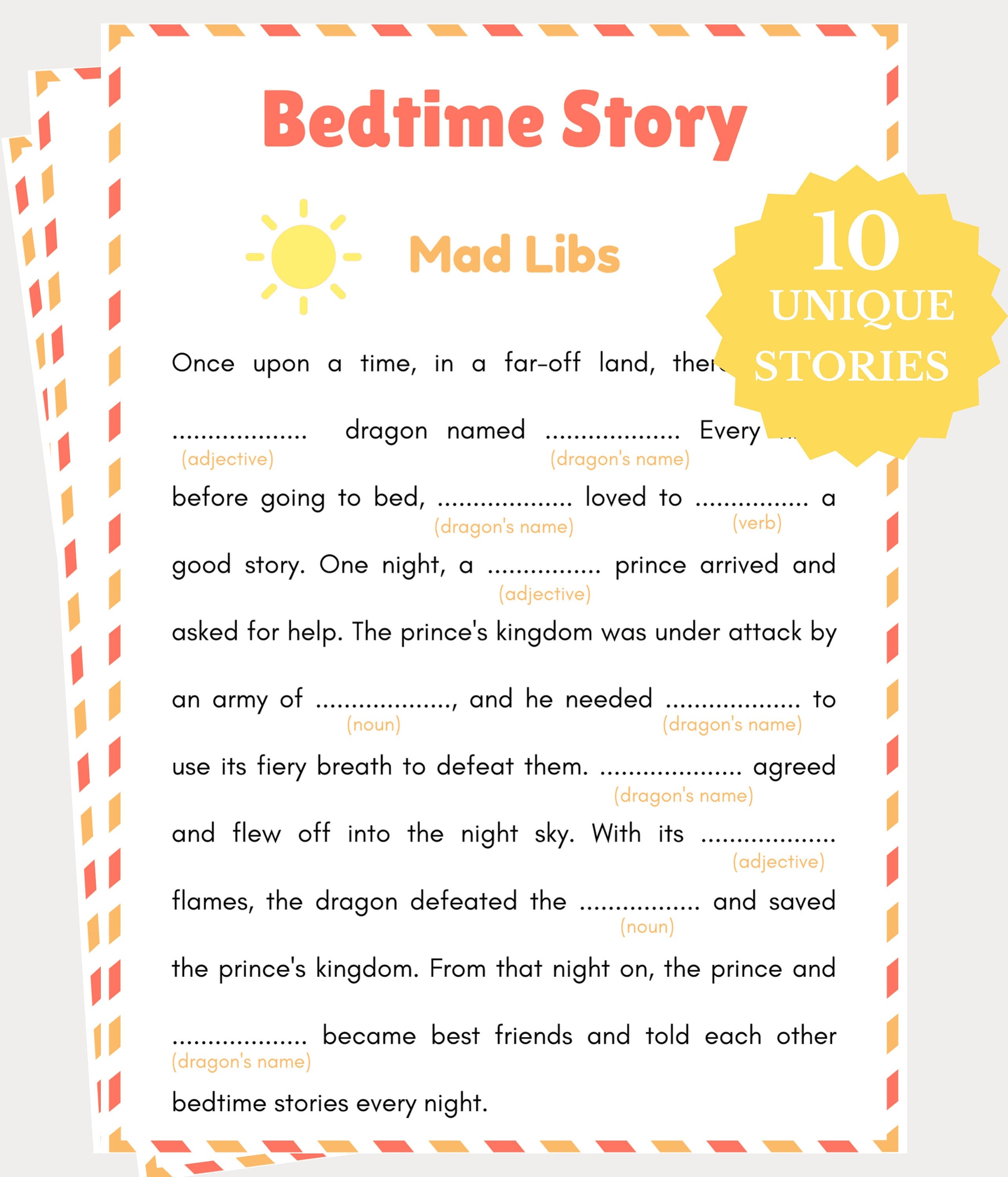 mad libs bundle, mad libs for kids, printable mad libs, bedtime