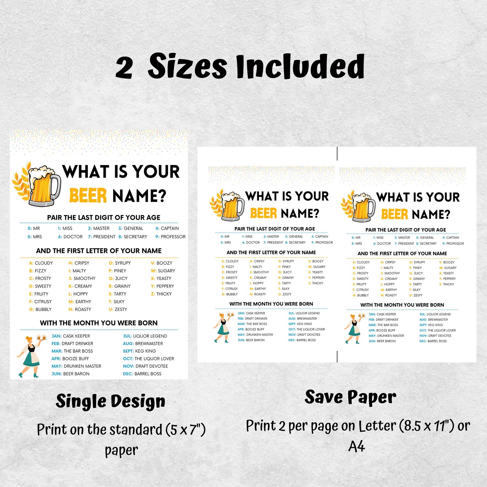 Beer Name Games, Drinking Party Games, Oktoberfest Games, Beer Tasting