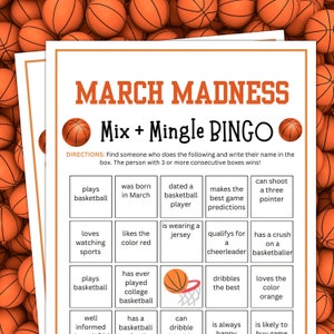 March Madness Games, Mix and Mingle Bingo, Basketball Games, College Basketball Games, Basketball Birthday, Basketball Bingo, Party Games