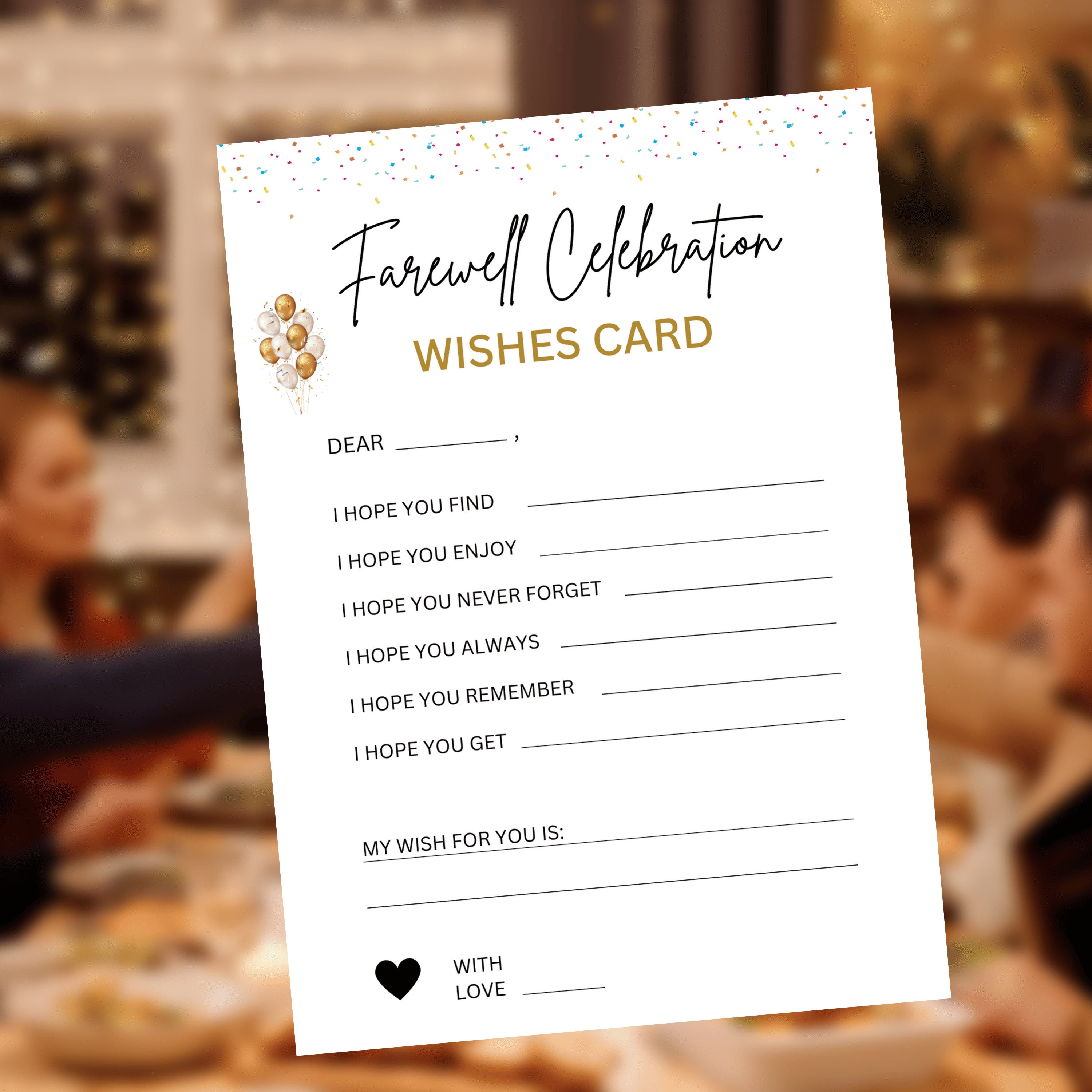Farewell Party Games, Wishes CARD, Party Games for Kids, Adults, Family