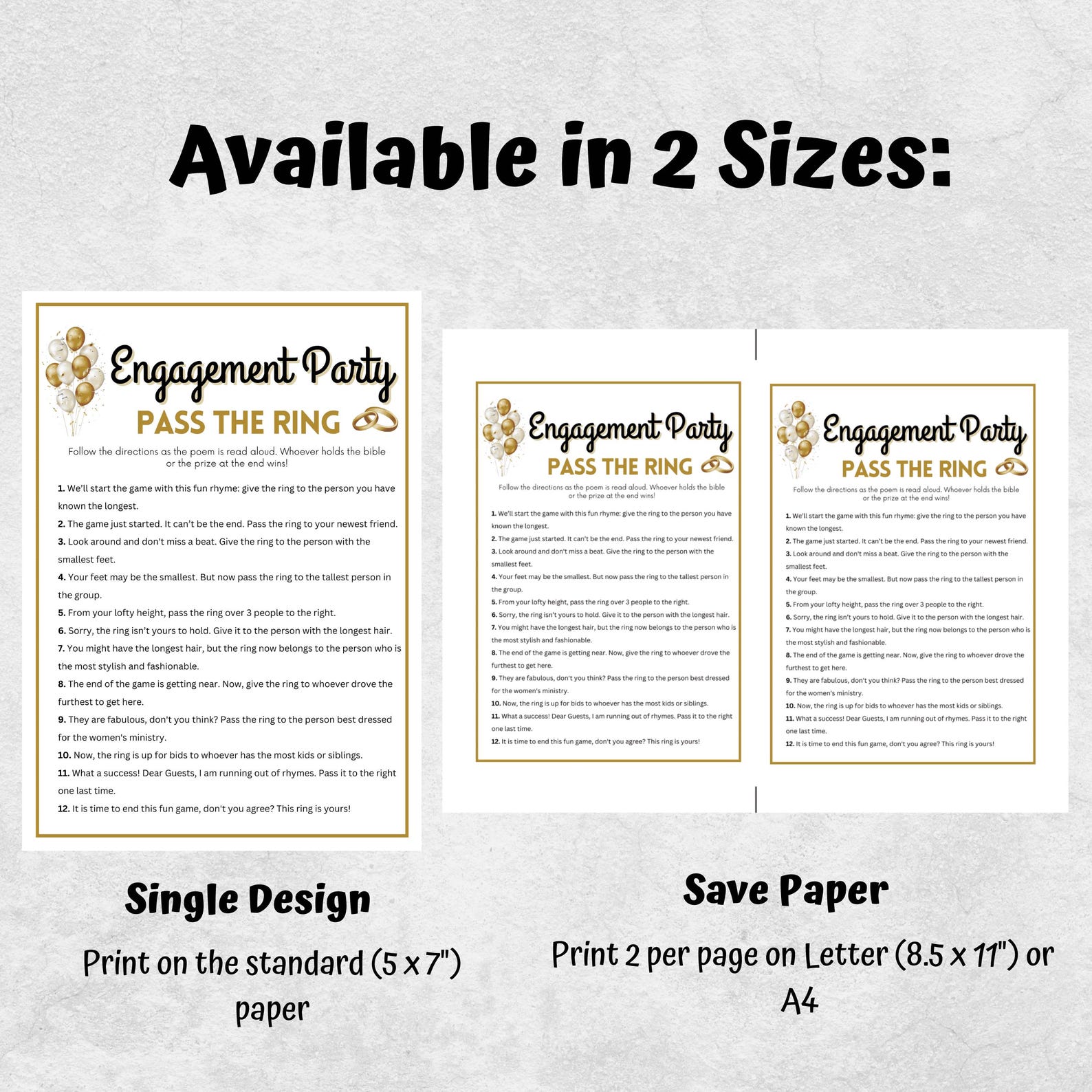 Engagement Party Pass the Ring Game, Engagement Party Games, Printable ...