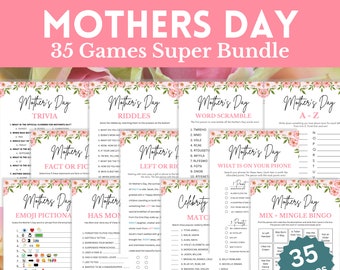 Mothers Day Games Bundle, 35 Games SUPER Bundle, Mothers Day Party Games, Games for Moms, Women Ministry Games, Brunch, Mothers Day Trivia
