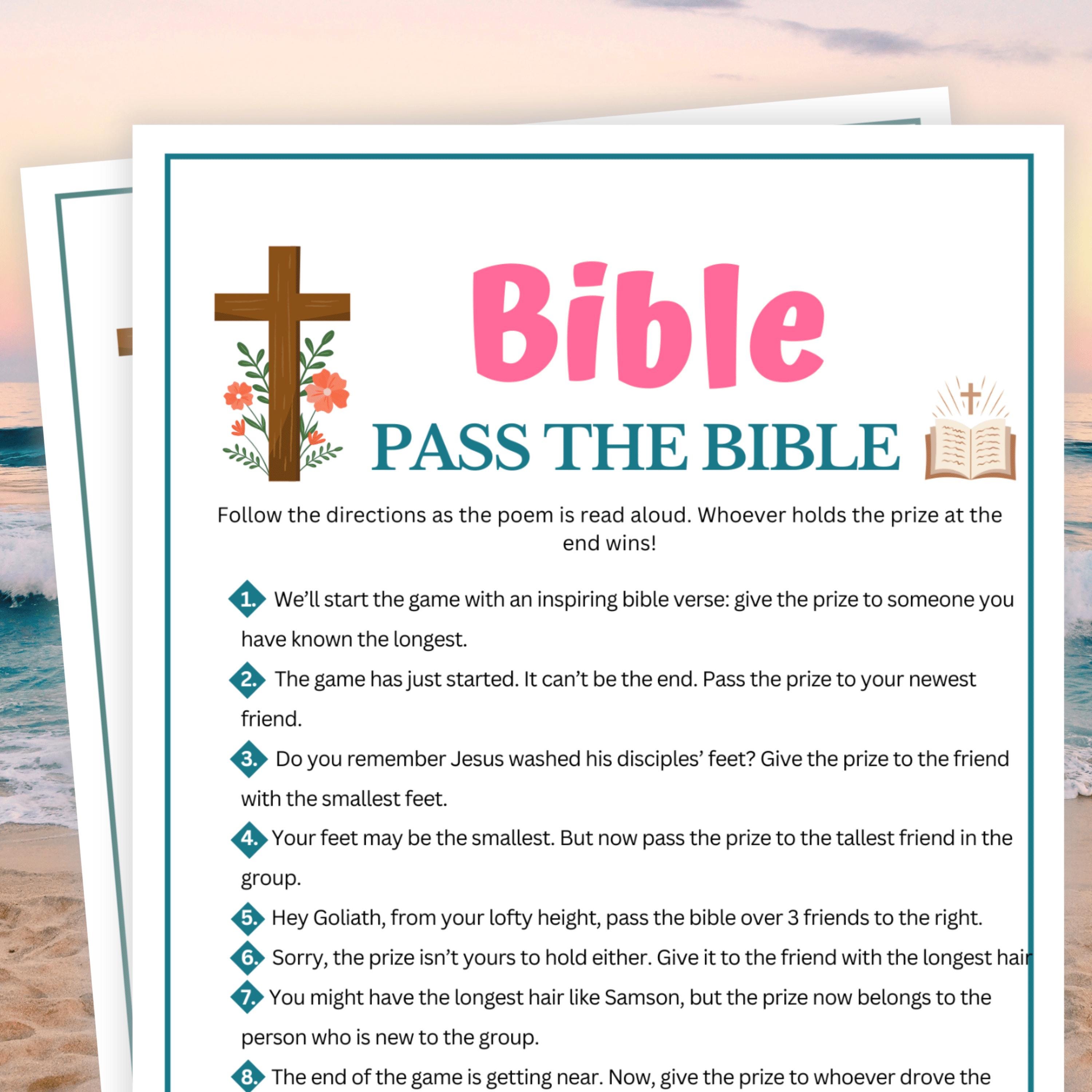 Bible Games, Pass the Bible, Family Bible Games, Bible Games for Kids, Women's Ministry Games, Bible Study Game, Bible Games for Adults