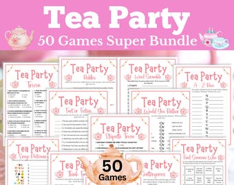 Tea Party Games Bundle, 50 Games Super Bundle, Ladies Tea Party Games, Garden Tea Party, Bridal Tea Party Games, Tea Party Trivia, Riddles