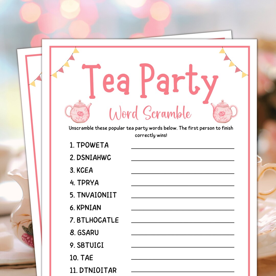 Tea Party Games, Tea Party Word Scramble, Ladies Tea Party Games ...
