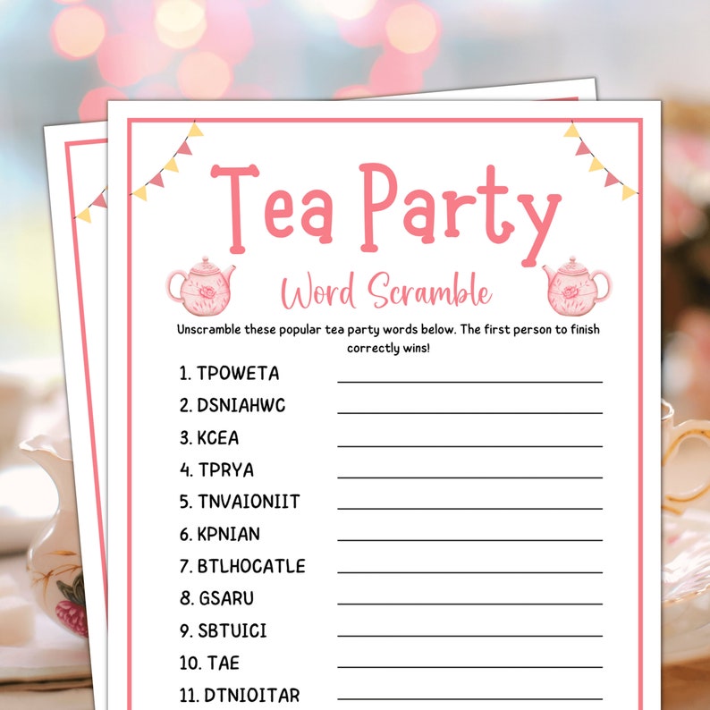 Tea Party Games, Word Scramble, Ladies Tea Party Games, Garden Tea ...