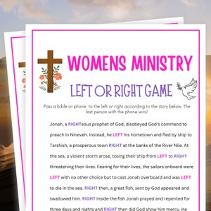 Womens Ministry Games, Left or Right, Womens Retreat Games, Womens Guild Games, Womens Ministry Tea Party, Bible Study Games, Bible Games