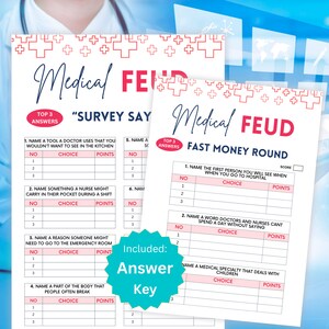 Medical Feud, Medical Family Feud, Medical Games, Medical Party Games for Doctors, Nurse Games, Nurse Graduation Game, Nurse Retirement Game