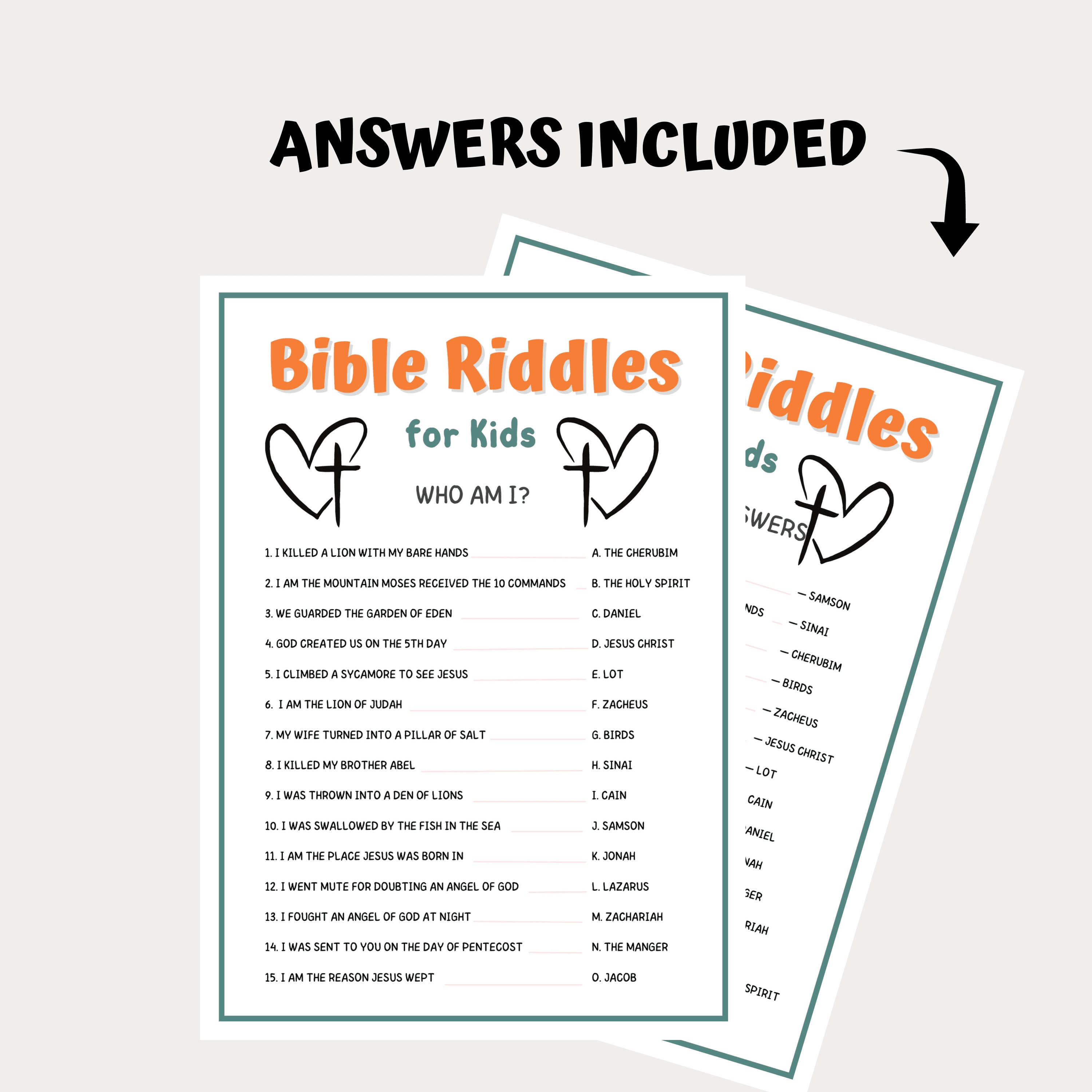 Bible Games Who Am I Bible Riddles for Kids, Sunday School Games, Kids Bible Study Trivia
