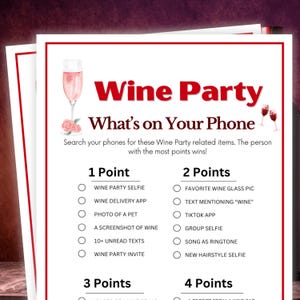What&#39;s on Your Phone Wine Party Games, Wine Games, Wine Tasting Party Games, Wine Themed Party Games, Winery Games