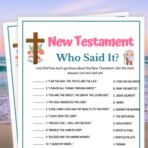 Bible Games, New Testament Bible Verse Trivia, Who Said It, Womens Ministry Games, Bible Game for Kids, Bible Study Games, Adults Bible Game