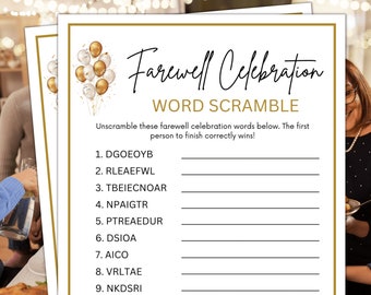 Farewell Party Games, Farewell Word Scramble, Farewell Celebration Games, Farewell Word Jumble, Going Away Party Games