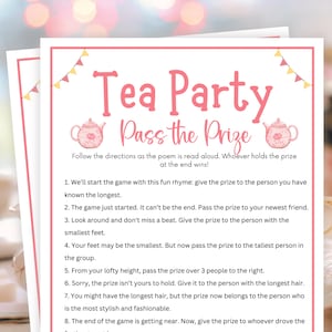 Tea Party Games, Pass the Prize, Ladies Tea Party Games, Tea Party Printable, Garden Tea Party, Bridal Tea Party, Tea Party Birthday Games
