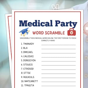 Medical Games, Word Scramble, Medical Party Games, Nurse Games, Nurse Party Games, Medical School Games, Nurse Birthday Games