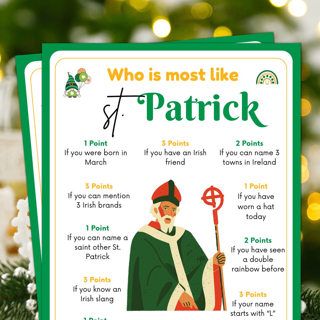 St Patricks Day Games, Who is Most Like St. Patrick Game, St. Patrick's ...