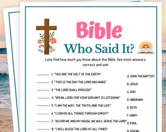 Bible Games, Bible Verse Match Up, Who Said It, Adults Bible Games Printable Bible Games for Kids Bible Study Games Women&#39;s Ministry Games