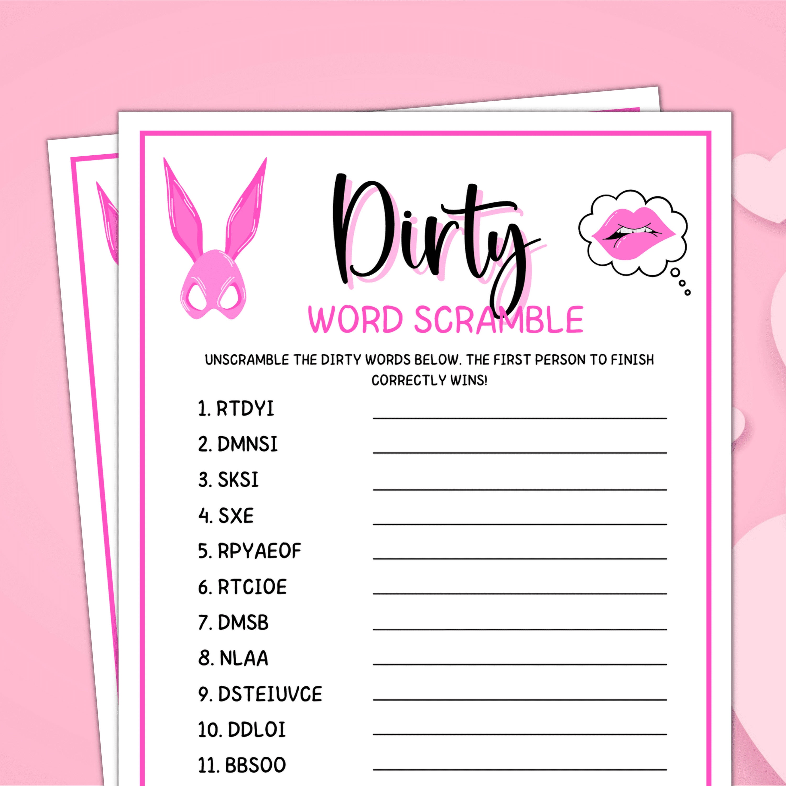 Dirty Word Scramble, Bachelorette Party Games, Brunch Party Games ...