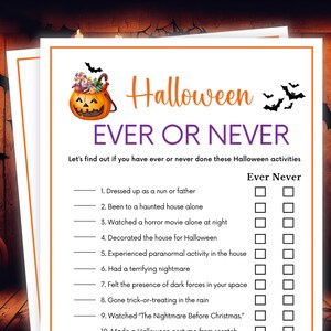 Halloween Games, Ever or Never, Halloween Party Games, Halloween Game for Kids, Fall Games, Birthday Games, Halloween Birthday Party