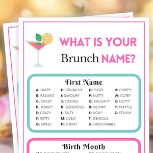 Brunch Spiele, wie ist Ihr Brunch Name, Brunch Party Spiele, Frauen Minsterium Spiele, Geburtstagsbrunch Spiele, Sonntagsbrunch Spiele, Brautbrunch