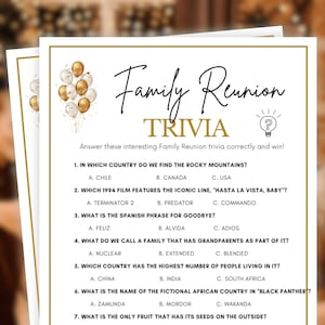 Family Reunion Trivia, Family Reunion Games, Family Reunion Party Games, Family Games Night, Family Reunion Games for Kids, Brunch Games
