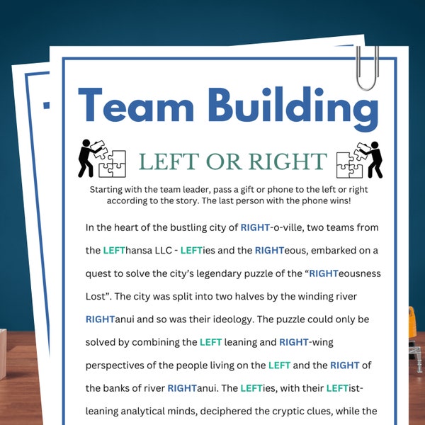 Team Building Games, Left or Right Story Game for Team, Groups, Coworkers, Teammates, Workmates, Office Party, Sports, Team Building