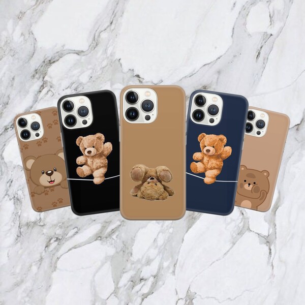 Teddybär Handyhülle Happy Cover für iPhone 14 13 12 Pro 11 XR für Samsung S23 S22 A73 A53 A13 Pixel 7 6A